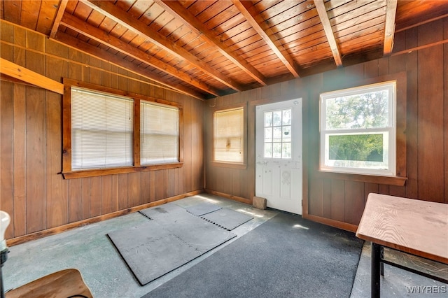 85 Pacific Ave, Lackawanna, NY 14218 - unfurnished sunroom featuring beam ceiling