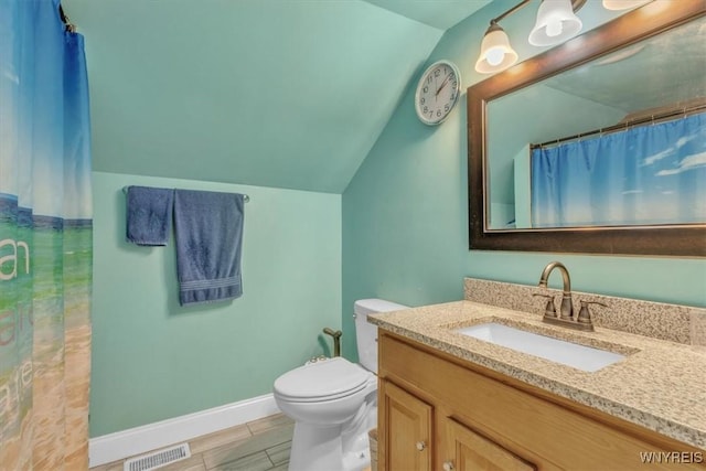 67 Amber St, Buffalo, NY 14220 - full bathroom with lofted ceiling, vanity, curtained shower, and wood finished floors
