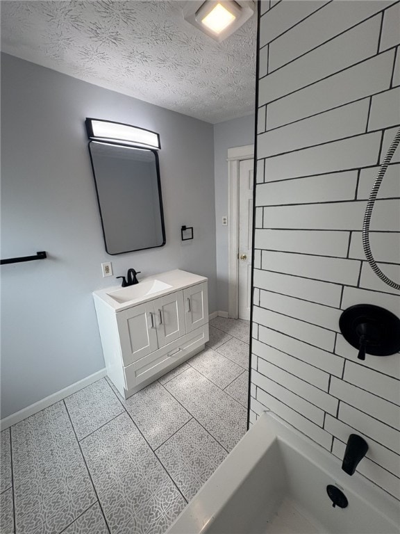 176 Selye Ter, Rochester, NY 14613 - bathroom featuring vanity, a textured ceiling, and tub / shower combination