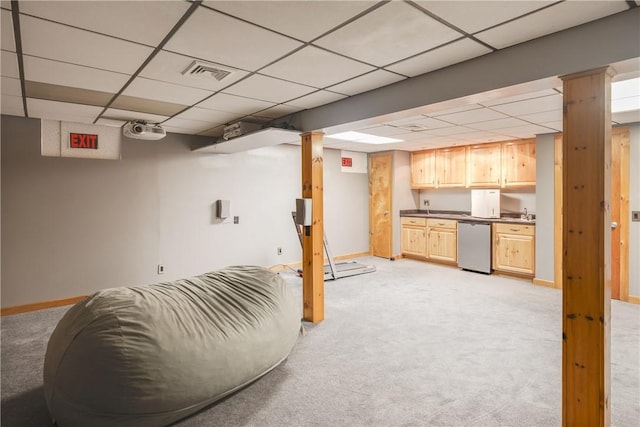 15 Dogwood Ln, Erwin, NY 14870 - finished basement with a paneled ceiling and light carpet