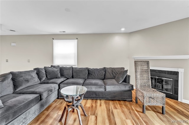 306 Sundown Unit 3C, Amherst, NY 14221 - living room with wood finished floors and a glass covered fireplace