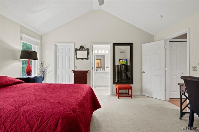 6 Fair Woods Dr, Amherst, NY 14221 - bedroom with lofted ceiling, carpet flooring, and ensuite bathroom