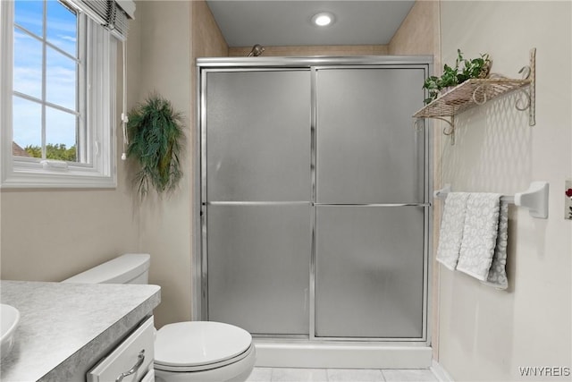 6 Fair Woods Dr, Amherst, NY 14221 - full bath featuring vanity, a shower stall, tile patterned flooring, and recessed lighting