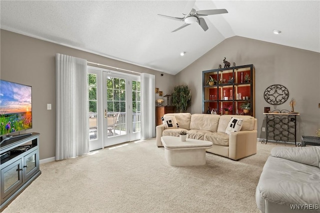 6 Fair Woods Dr, Amherst, NY 14221 - carpeted living room with vaulted ceiling and ceiling fan