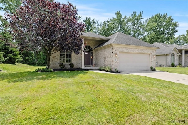 6 Fair Woods Dr, Amherst, NY 14221 - view of front facade with a garage, brick siding, driveway, a front yard, and roof with shingles