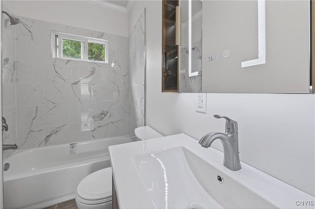 215 Vann St, Syracuse, NY 13206 - bathroom with shower / tub combination, crown molding, and vanity