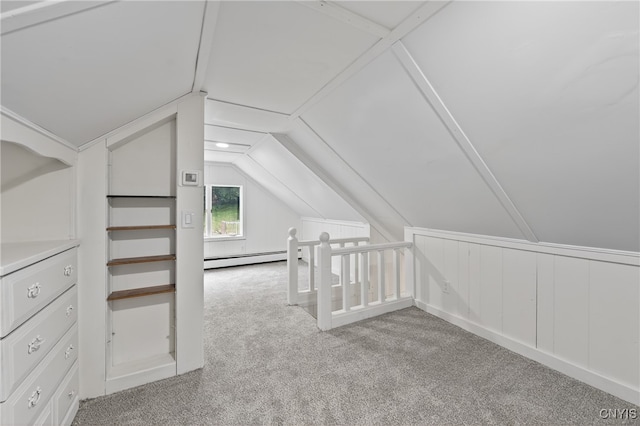 215 Vann St, Syracuse, NY 13206 - bonus room featuring carpet, lofted ceiling, and a baseboard radiator