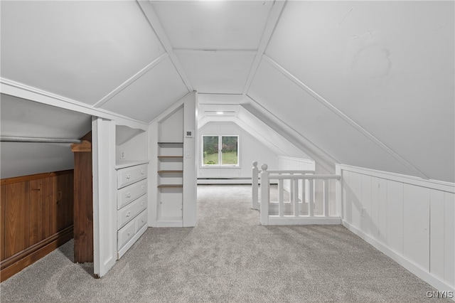 215 Vann St, Syracuse, NY 13206 - additional living space featuring carpet floors, lofted ceiling, and a baseboard heating unit