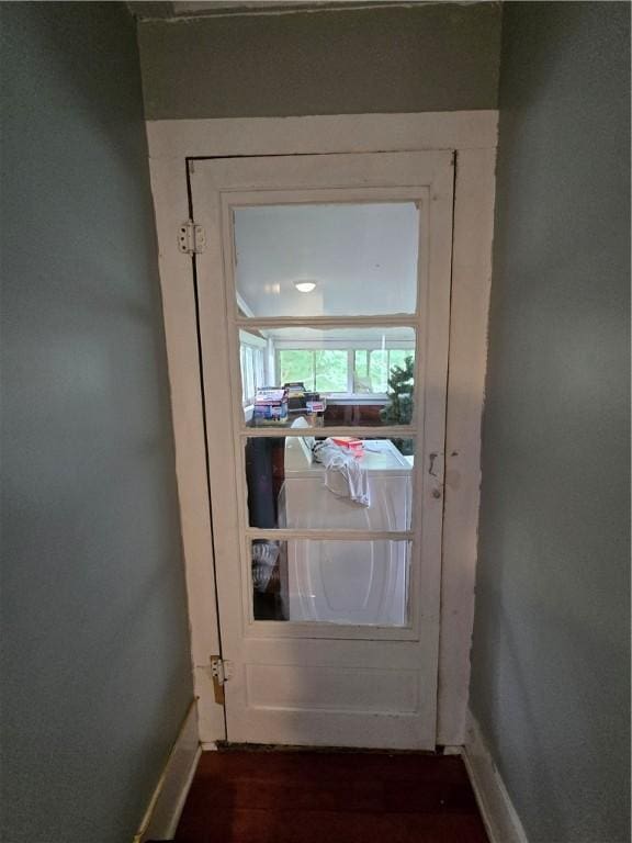 262 E 3rd St, Corning City, NY 14830 - entryway with baseboards and dark wood-style floors