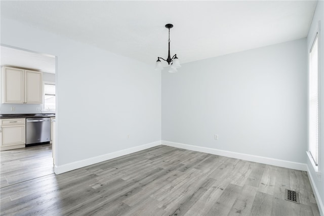 20 Parr Cir, Irondequoit, NY 14617 - unfurnished dining area with a chandelier, light wood-style flooring, and healthy amount of natural light