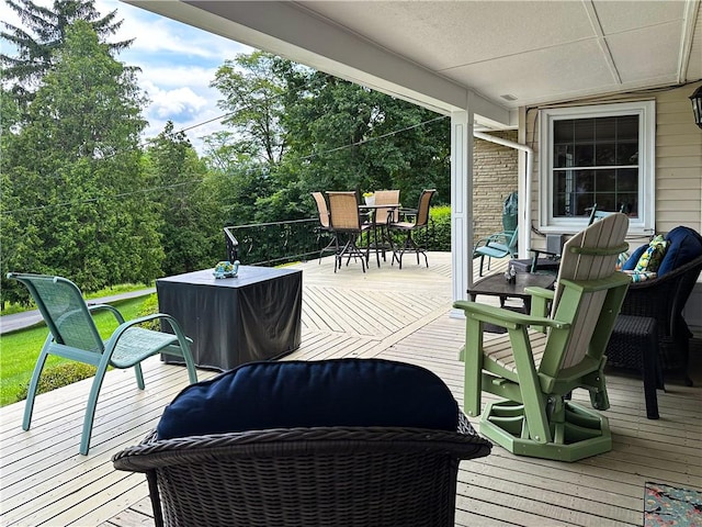3265 Reading Rd, Reading, NY 14891 - wooden deck featuring outdoor dining area