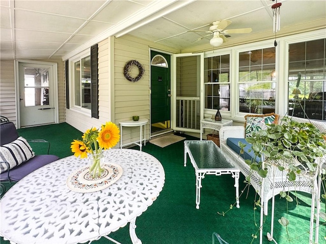 3265 Reading Rd, Reading, NY 14891 - sunroom featuring a ceiling fan