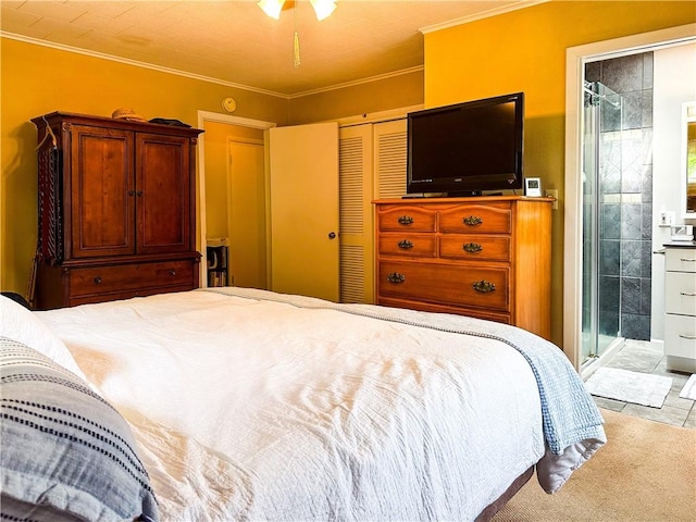 3265 Reading Rd, Reading, NY 14891 - carpeted bedroom with ornamental molding, a closet, and connected bathroom