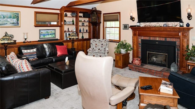 3265 Reading Rd, Reading, NY 14891 - carpeted living room featuring a fireplace