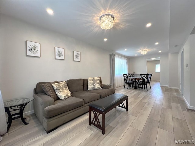 42 Argus St, Buffalo, NY 14207 - living room featuring light wood-style flooring and recessed lighting