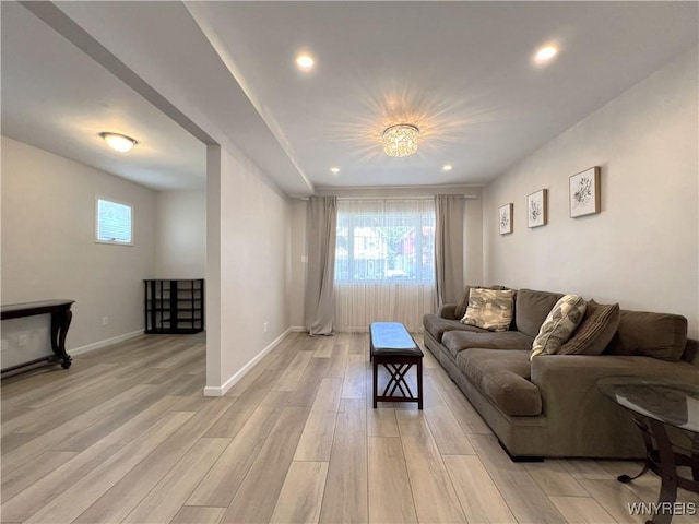 42 Argus St, Buffalo, NY 14207 - living area featuring light wood-style floors and recessed lighting