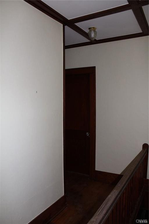 corridor with dark wood-type flooring