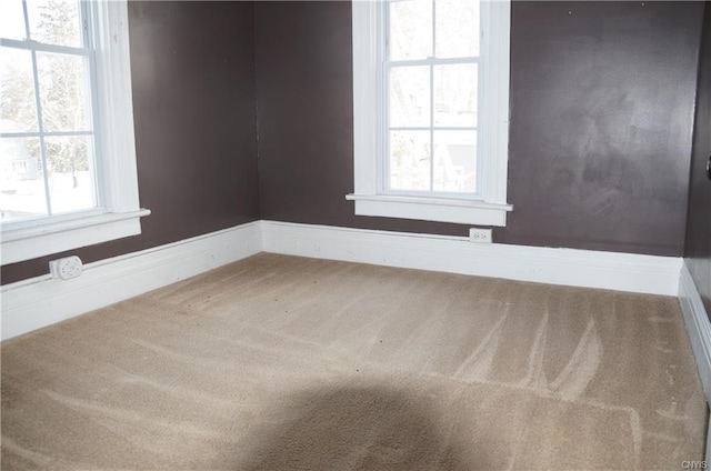 empty room with carpet flooring and a healthy amount of sunlight