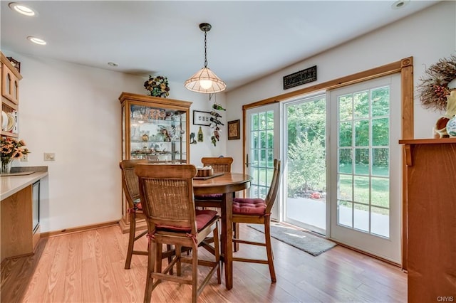 dining area featuring light hardwood / wood-style flooring