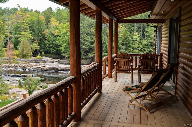 deck with a water view