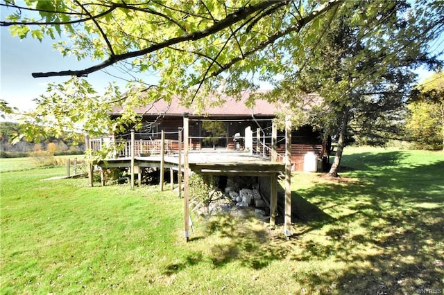 view of yard featuring a deck