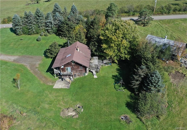 drone / aerial view with a rural view