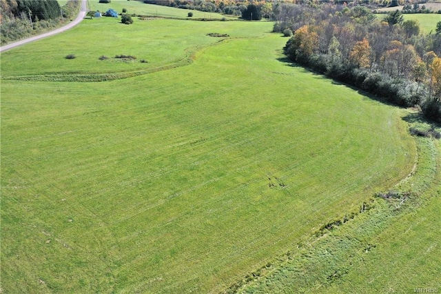 birds eye view of property with a rural view