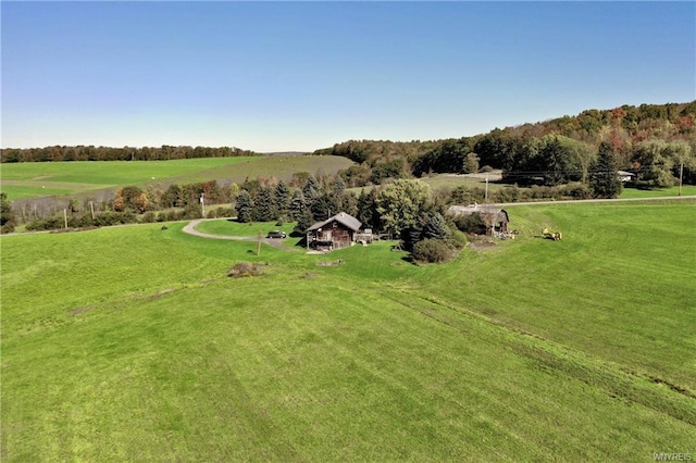 drone / aerial view with a rural view