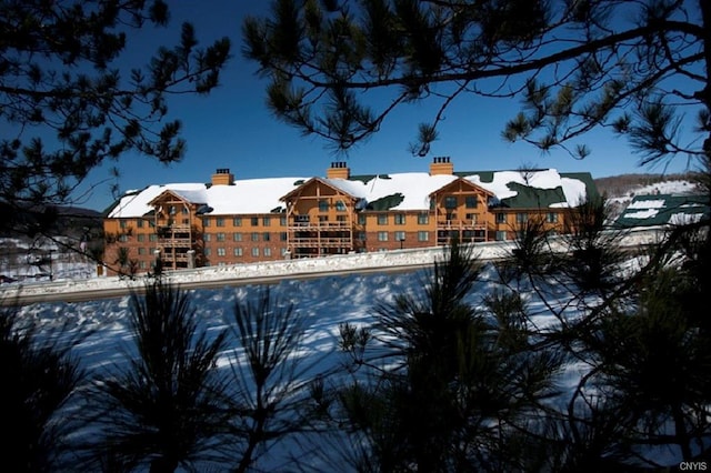 view of snow covered pool