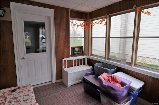 sunroom with a paneled ceiling