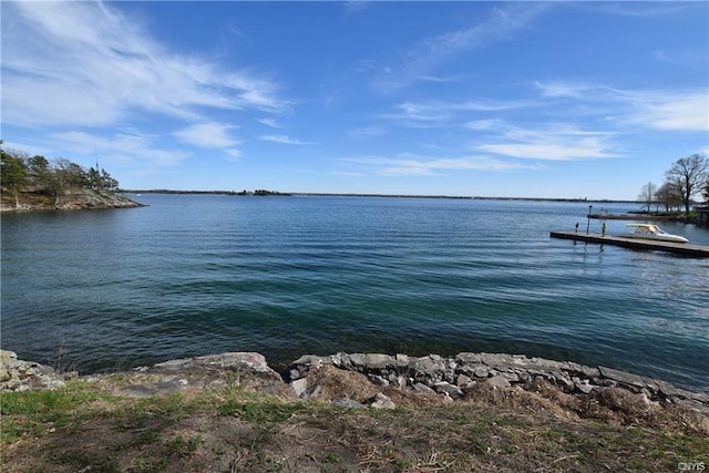 exterior space with a water view