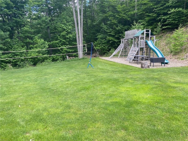 view of yard featuring a playground