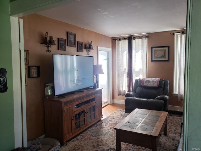 living room with light wood-type flooring