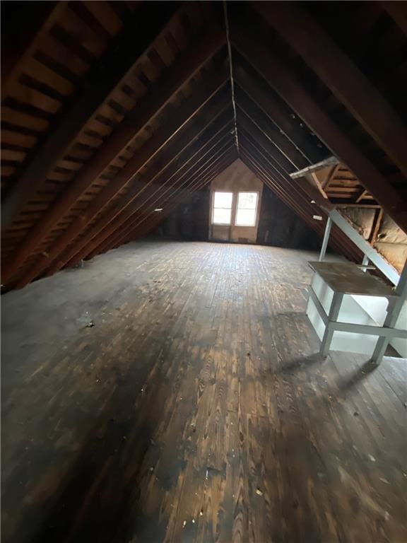 view of unfinished attic