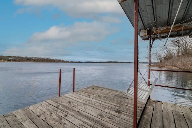 dock area featuring a water view