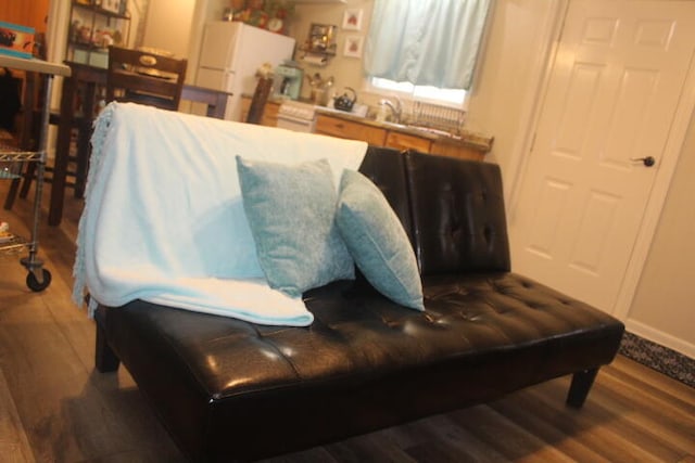 sitting room featuring hardwood / wood-style flooring and sink