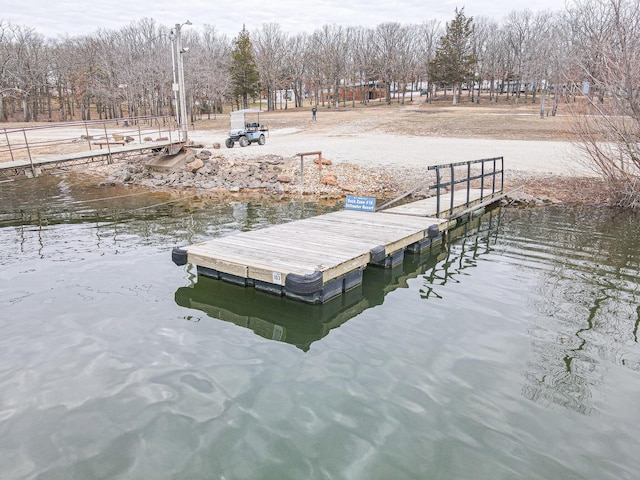 view of dock featuring a water view