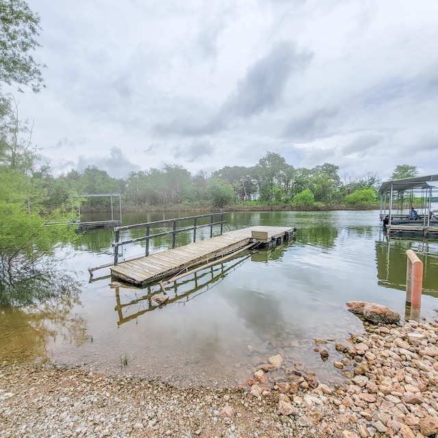 dock area with a water view
