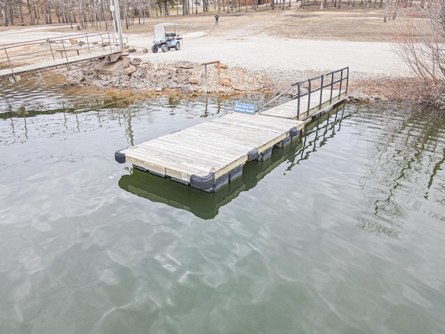 view of dock featuring a water view