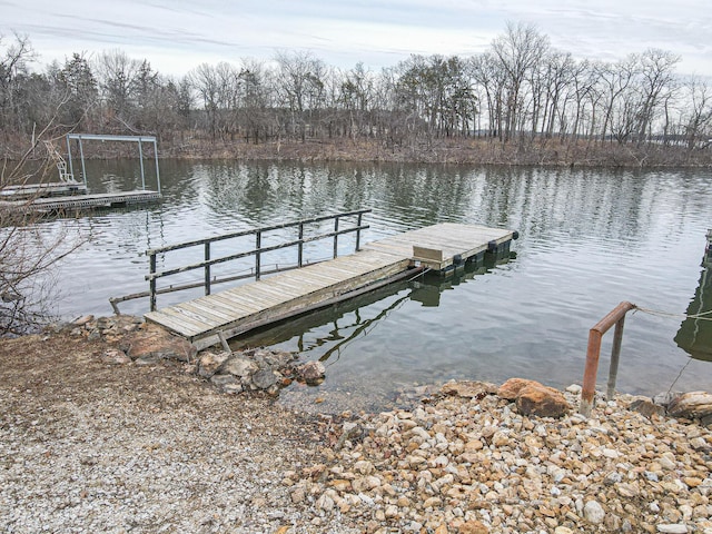 view of dock featuring a water view
