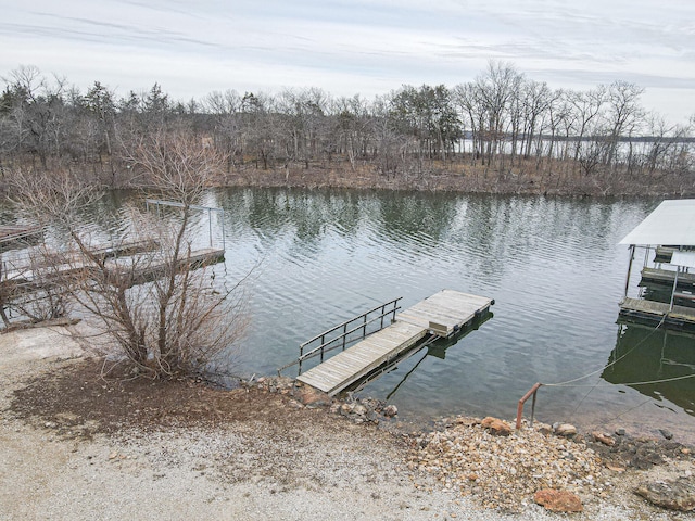 dock area featuring a water view