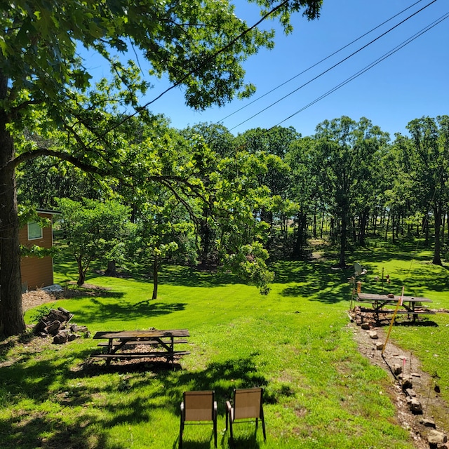 view of property's community featuring a lawn