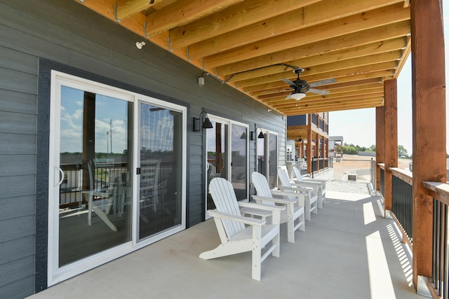 view of patio / terrace featuring ceiling fan