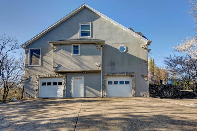 exterior space featuring a garage