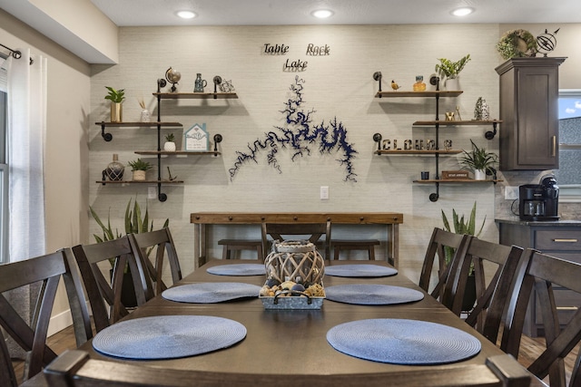 dining area with recessed lighting