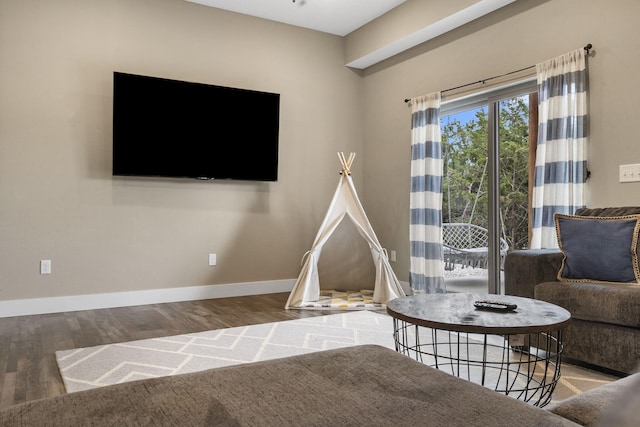 living room with hardwood / wood-style flooring