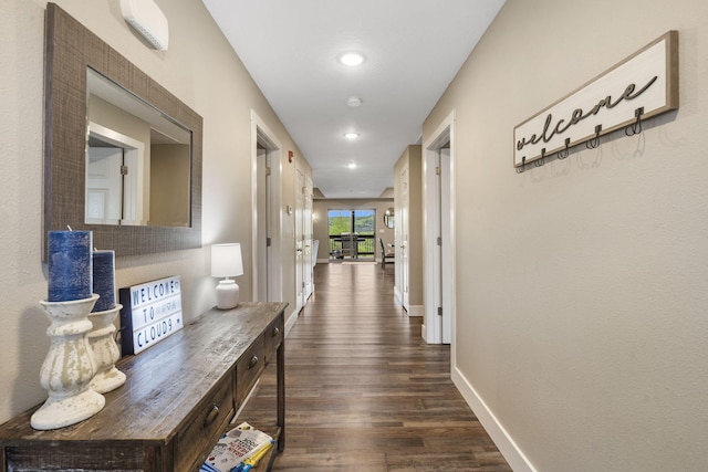 hall featuring dark hardwood / wood-style flooring