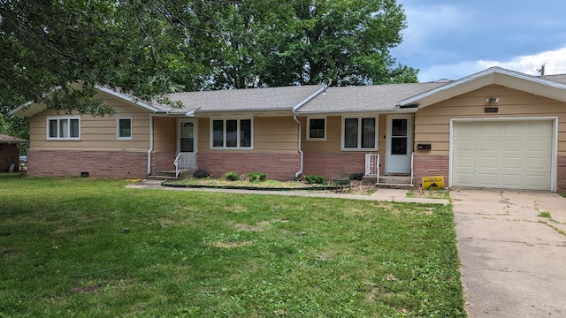 1404 6th St, Monett, MO 65708 - single story home with a garage, brick siding, a front lawn, and concrete driveway