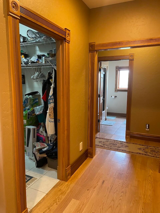 hall featuring light hardwood / wood-style flooring