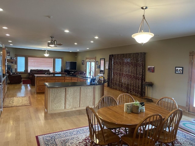 1179 County Road 1050, Willow Springs, MO 65793 - dining room with recessed lighting, plenty of natural light, a ceiling fan, and light wood-type flooring